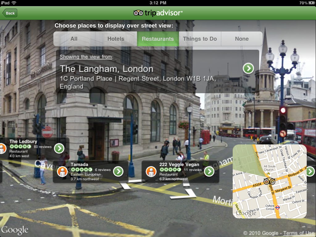 Gebruik de Tripadvisor app voor real time informatie op reis met augmented reality